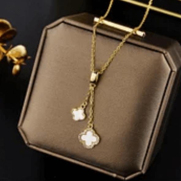 Gold Four Leaf Clover White Necklace Code: 141860