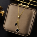 Gold Four Leaf Clover Black Necklace Code: 141861