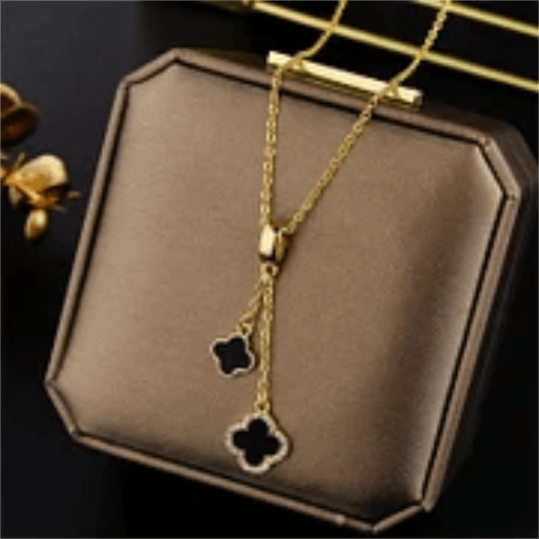 Gold Four Leaf Clover Black Necklace Code: 141861