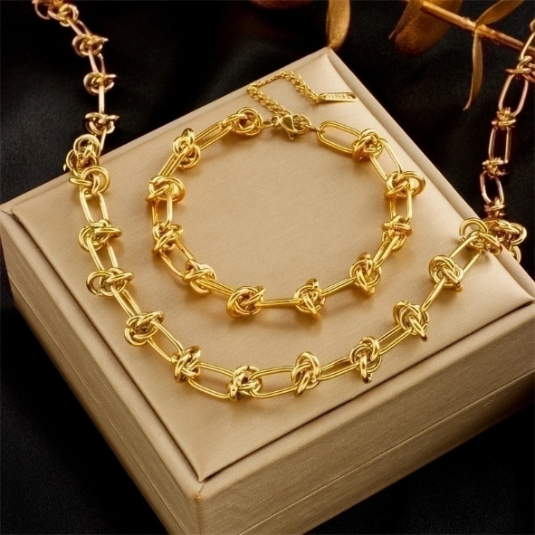 Unisex Electroplating Necklace & Bracelet Set Code: 144472