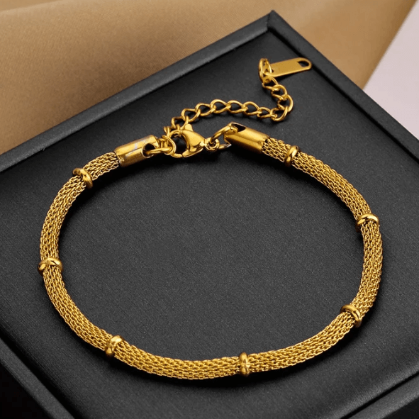 Ladies Gold Tube Necklace & Bracelet Set Code: 144818