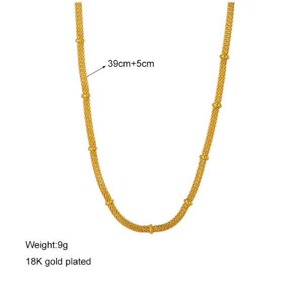 Ladies Gold Tube Necklace & Bracelet Set Code: 144818