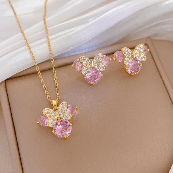 Character Pink Rhinestone Necklace & Earring Set Code: 2328478