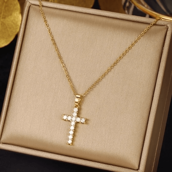 Ladies Cross with Zircon inlay Necklace Code: 56275