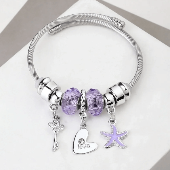 Sliver Love Charm Bangle Lilac Code: 62826
