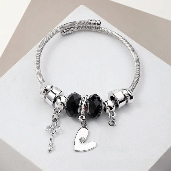Sliver Charm Bangle Black Crystal Code: 62841