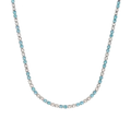 Ladies Silver Coloured 3mm Light Blue & Crystal Rhinestone Necklace Code: 8534