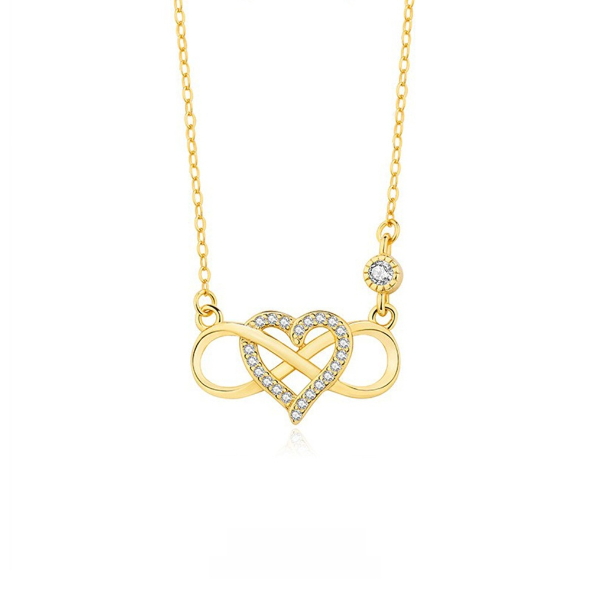 925 Sterling Silver Gold Plated Zircon Plating Inlay Heart Shape Pendant Necklace Code: A2308G