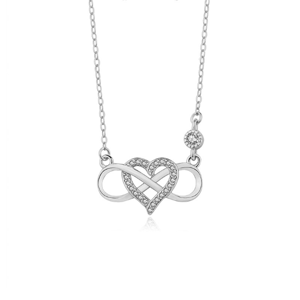925 Sterling Silver Zircon Plating Inlay Heart Shape Pendant Necklace Code: A2308S