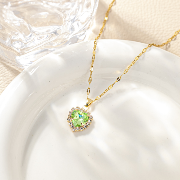 Titanium Steel Minimalist Plating Heart Shape Zircon Pendant Necklace Code: BF1042